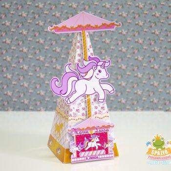 Caixa Cone Carrossel de Unicórnio