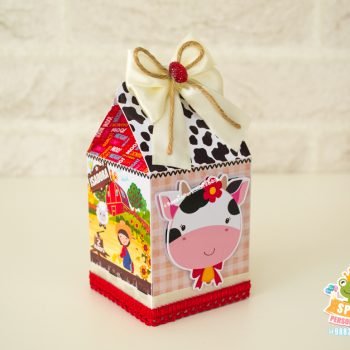Caixa Milk Vaquinha Papelaria Fazendinha Menina