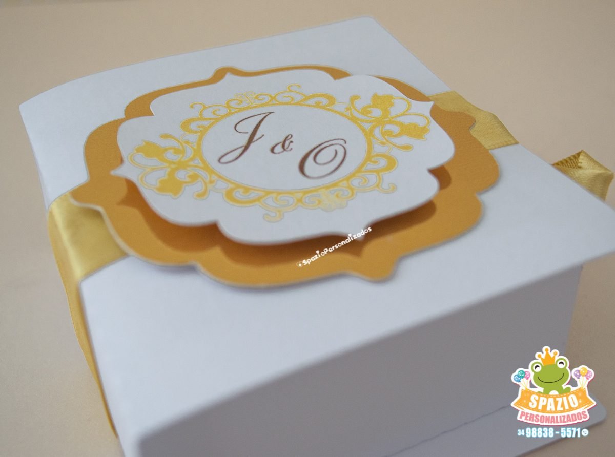 Caixa Convite Scrap Luxo - Bodas de Ouro Luxo