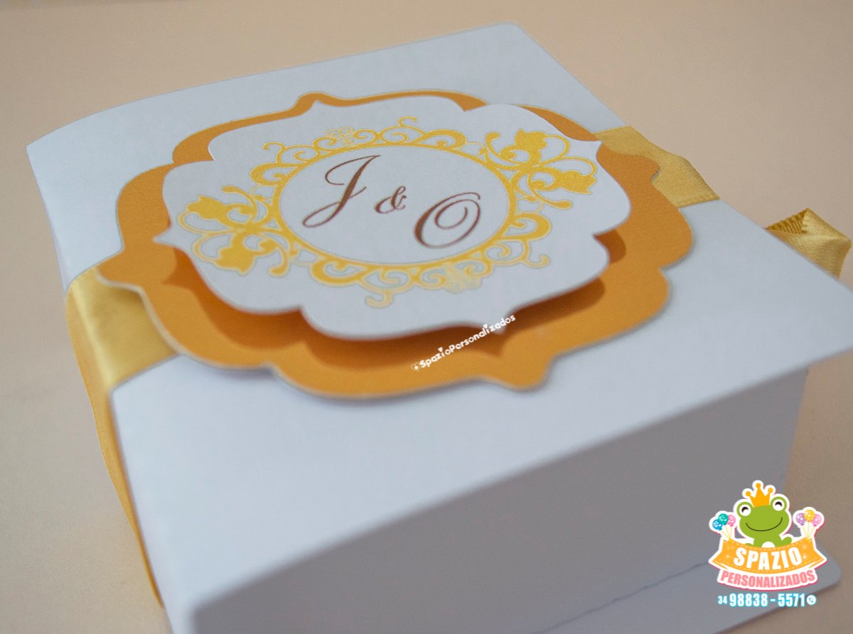 Caixa Convite Scrap Luxo - Bodas de Ouro Luxo