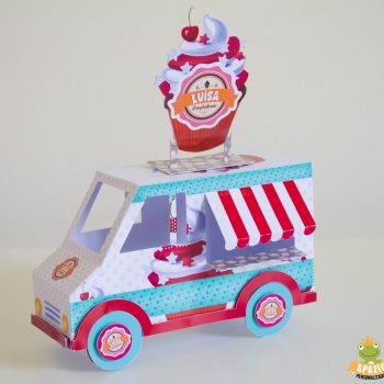 carro de confeitaria papercraft