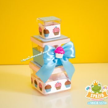 Caixa Acrílica Scrap para Festa Infantil - Chuva de Cupcake - Uberlandia