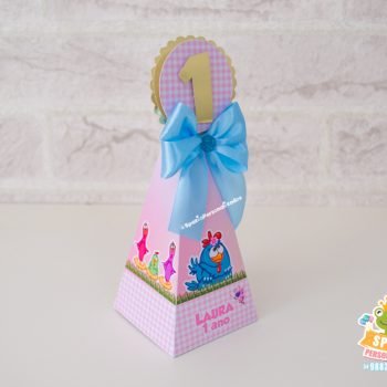 caixa cone GALINHA PINTADINHA - SCRAP DE PAPELARIA PERSONALIZADA