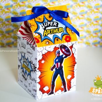 Milk caixa - Papelaria Personalizada Heróis Tradicional
