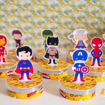Latinhas Heróis Cute de Papelaria Personalizada Uberlândia