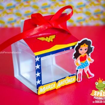 CAIXA ACRÍLICA MULHER MARAVILHA Heróis Cute de Papelaria Personalizada Uberlândia