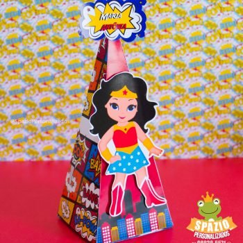 CAIXA CONE MULHER MARAVILHA Heróis Cute de Papelaria Personalizada Uberlândia