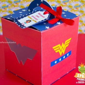 Caixa Cubo Mulher Maravilha Cute de Papelaria Personalizada