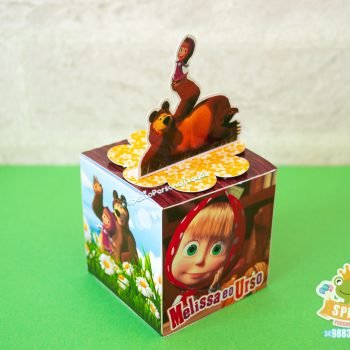 Caixa Cubo Papelaria Masha e o Urso