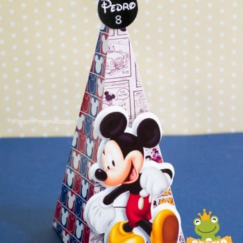 Caixa Cone Scrap de Papelaria Mickey Mouse