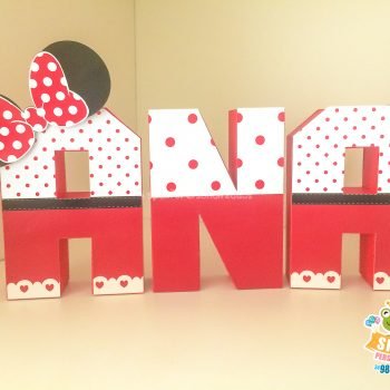 Letra 3d Minnie Mouse - Papelaria Personalizada
